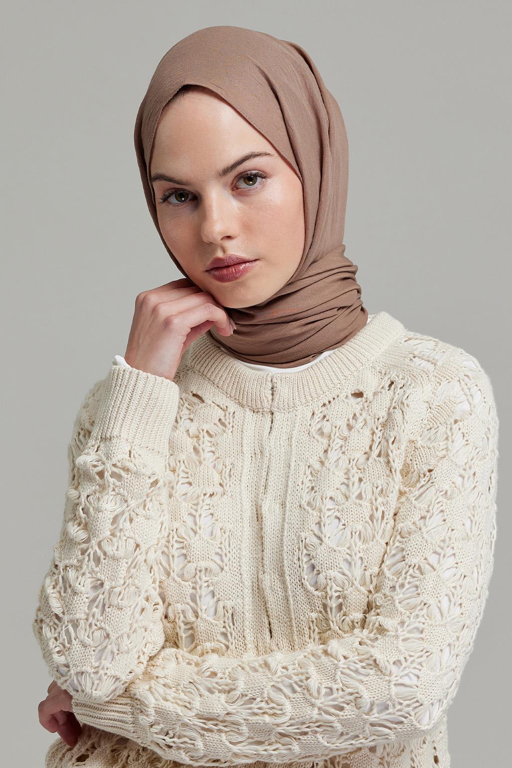 Soft Combed Cotton Shawl Light Brown