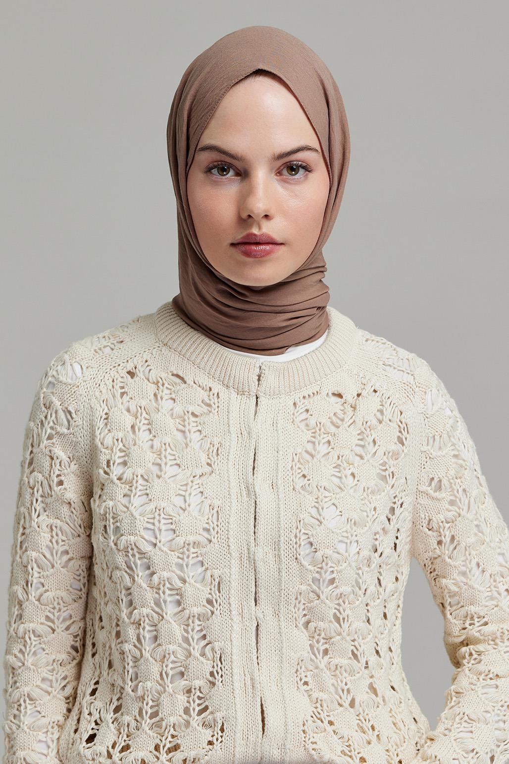 Soft Combed Cotton Shawl Light Brown