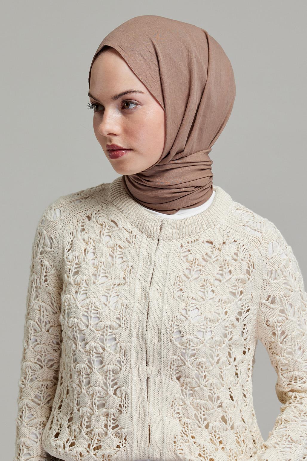 Soft Combed Cotton Shawl Light Brown