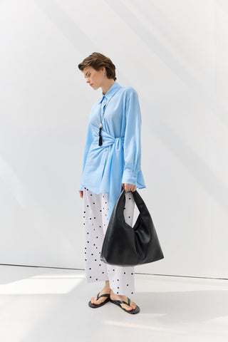 Soft Textured Leather Tote Bag Black