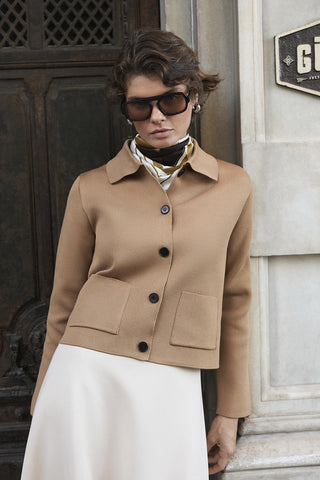 Solid Color Midi Knit Cardigan Camel