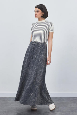 Faded Effect Flared Skirt Smoked