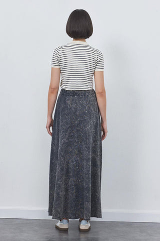 Faded Effect Flared Skirt Smoked