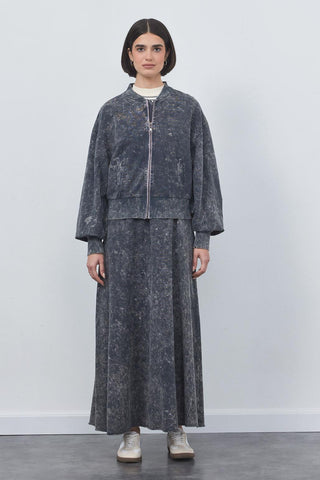 Pale Effect Cardigan Skirt Set Smoked