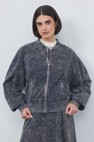 Pale Effect Cardigan Skirt Set Smoked