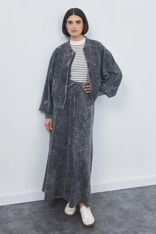 Pale Effect Cardigan Skirt Set Smoked