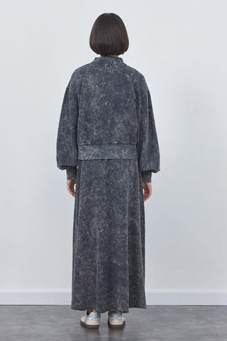 Pale Effect Cardigan Skirt Set Smoked