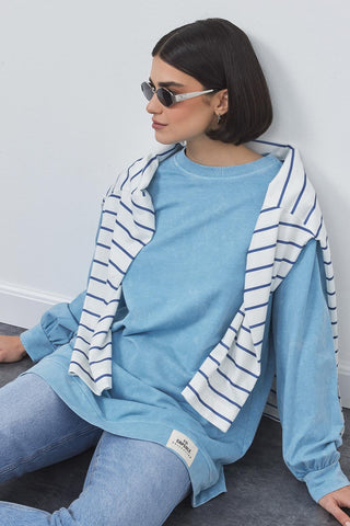 Faded Effect Tunic Cloud Blue