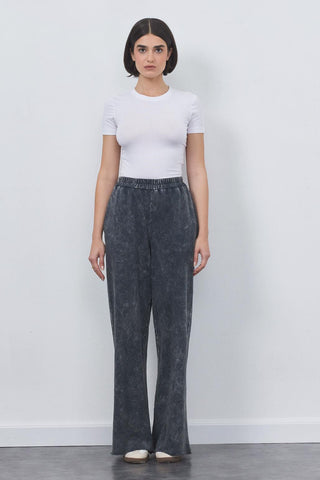 Faded Effect Slit Trousers Black