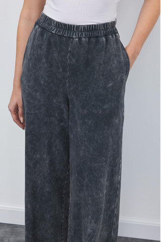 Faded Effect Slit Trousers Black