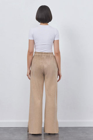 Faded Effect Slit Trousers Mink