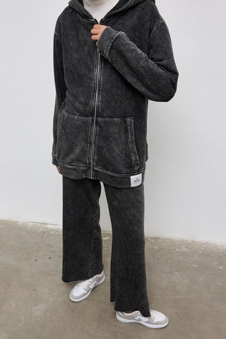 Faded Effect Cardigan with Hood Anthracite