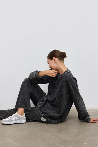 Faded Effect Sweatshirt Anthracite