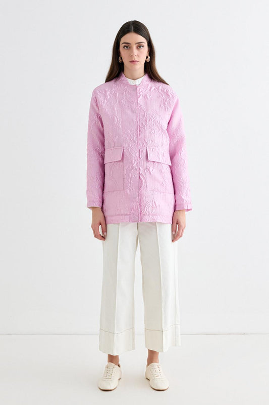 Sonia Jacquard Bomber Jacket Pink