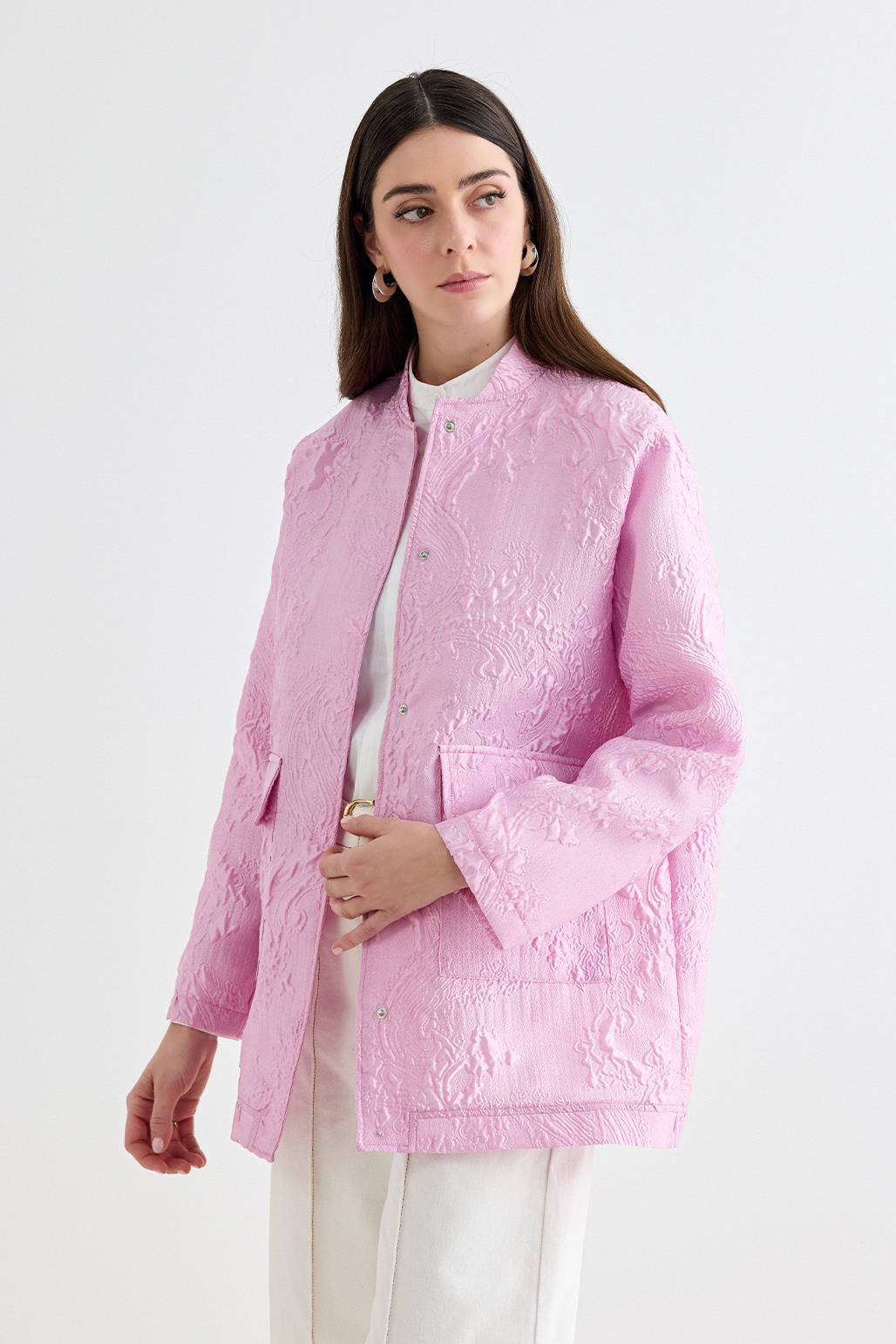 Sonia Jacquard Bomber Jacket Pink