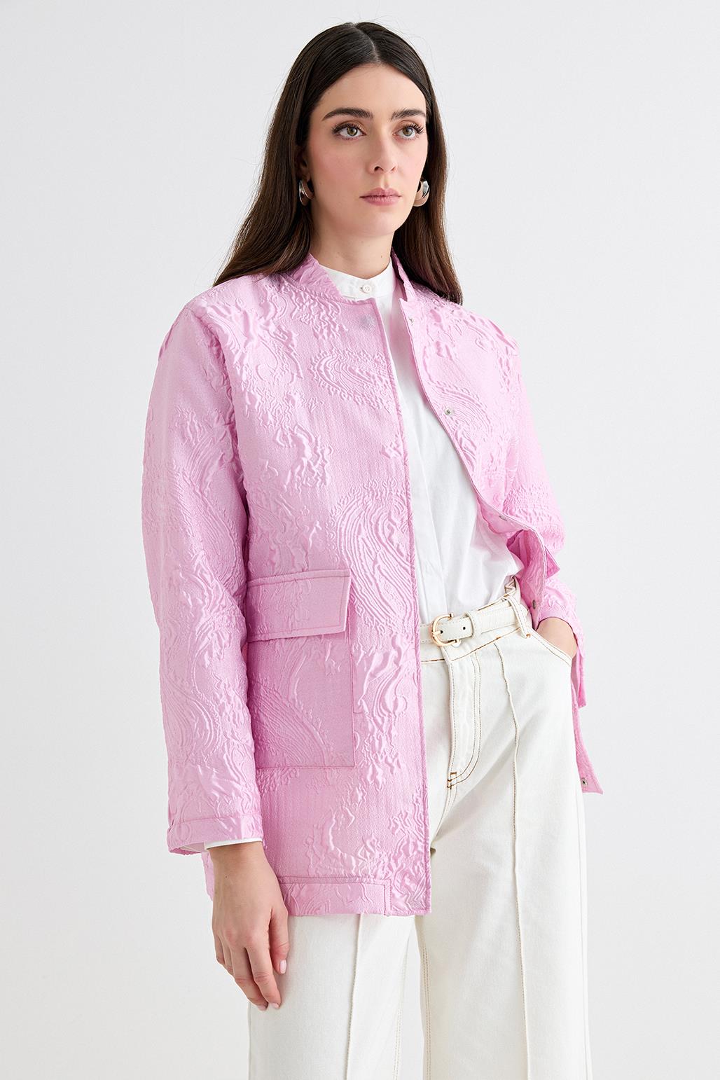 Sonia Jacquard Bomber Jacket Pink