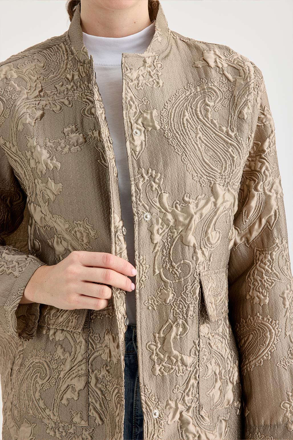 Sonia Jacquard Bomber Jacket Beige