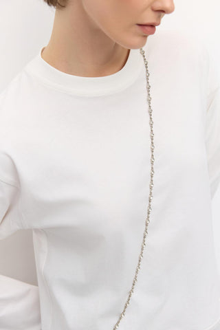 Stone Detail Adjustable Belt Silver