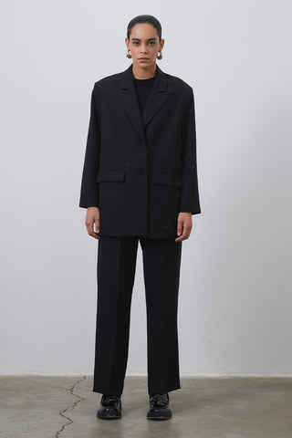 Stone Embroidered Blazer Black