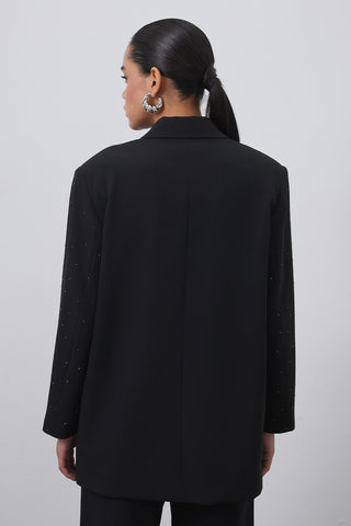 Stone Embroidered Blazer Black