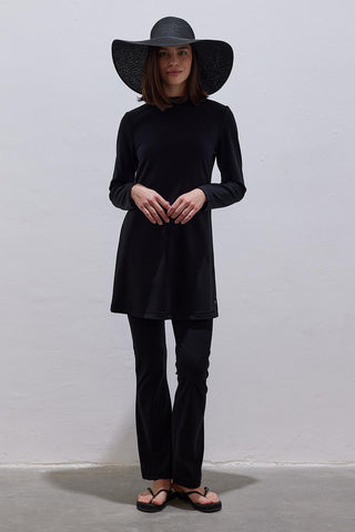 Straw Beach Hat Black