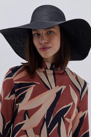 Straw Beach Hat Black