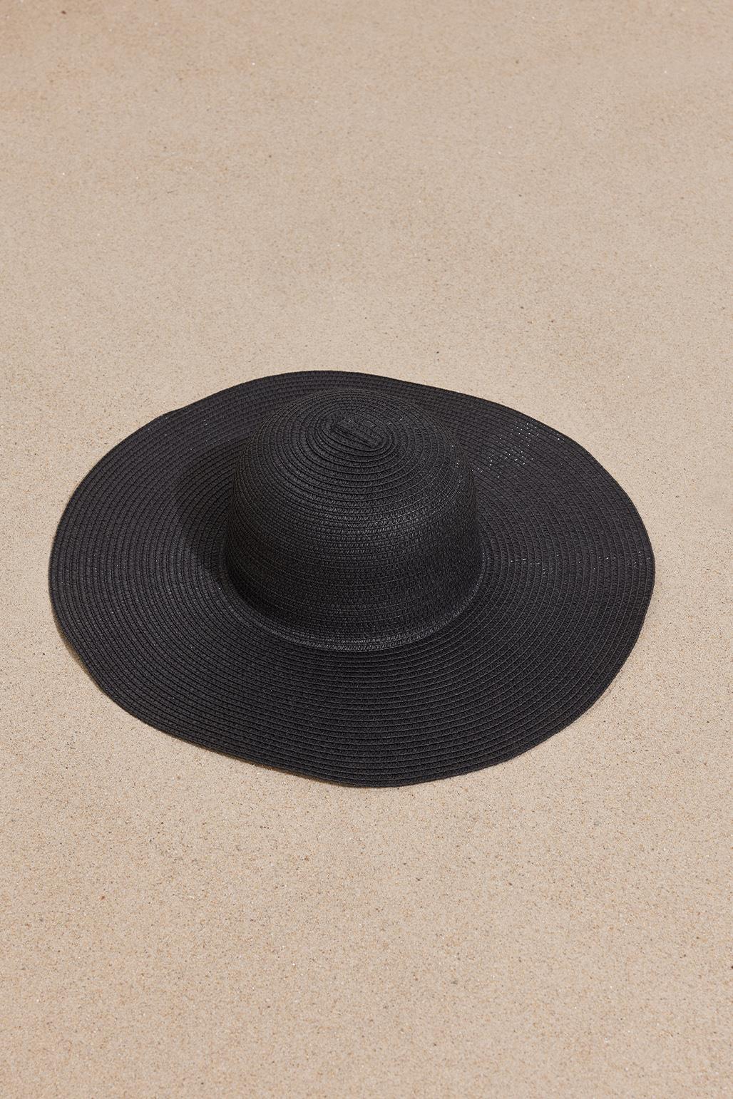 Straw Beach Hat Black