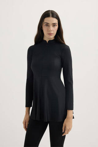 Stretch Stand Collar Modest Swimwear Set Black