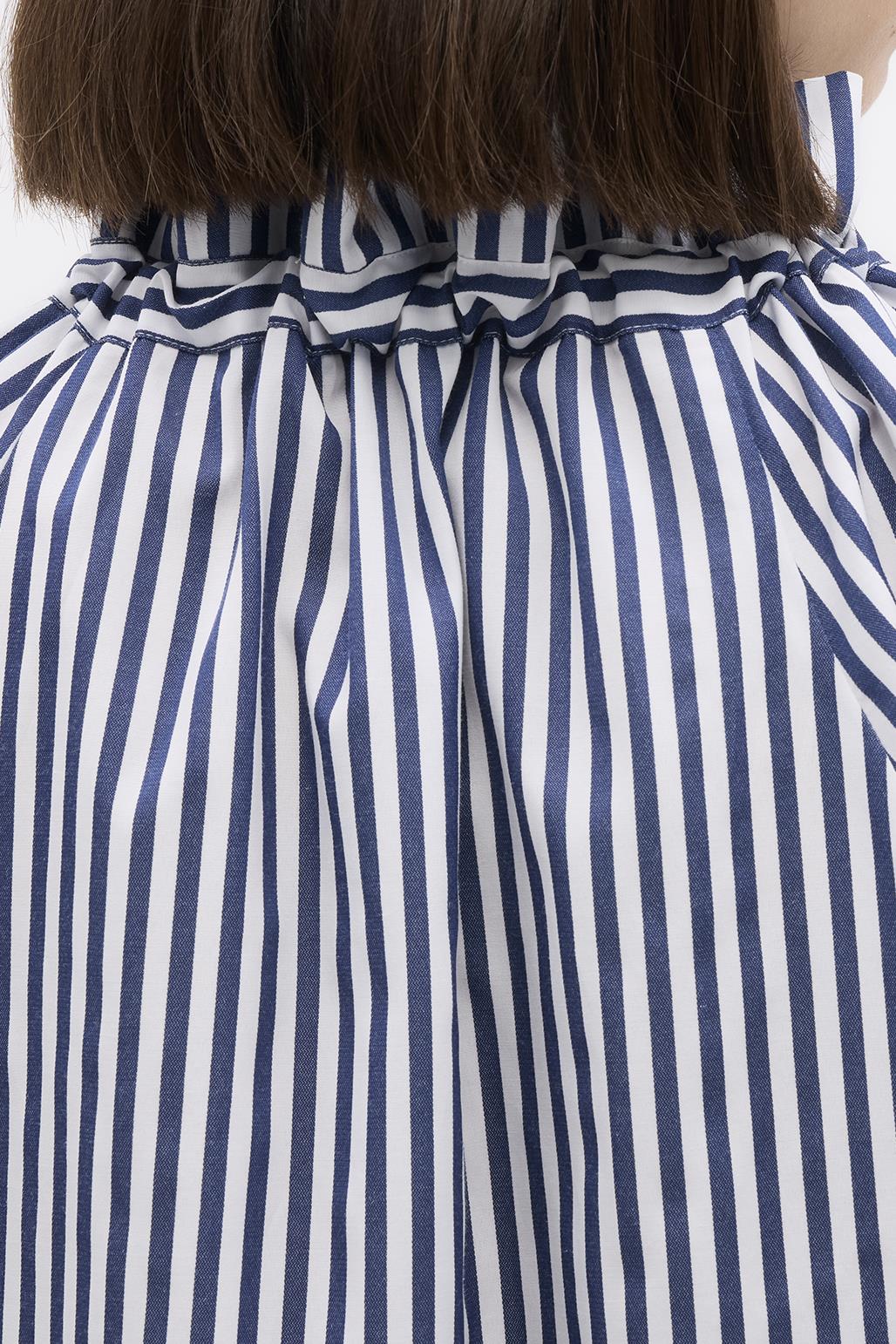 Striped Collar Detail Shirt Blue Striped