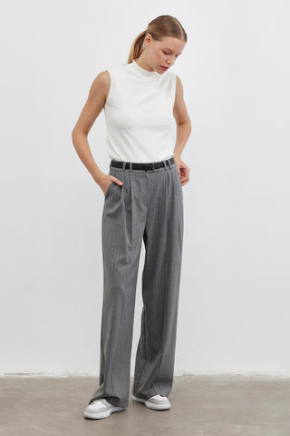 Striped Palazzo Trousers Gray