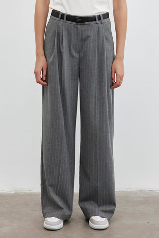 Striped Palazzo Trousers Gray