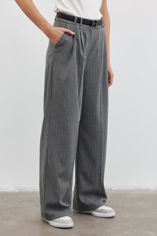 Striped Palazzo Trousers Gray