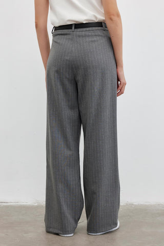 Striped Palazzo Trousers Gray