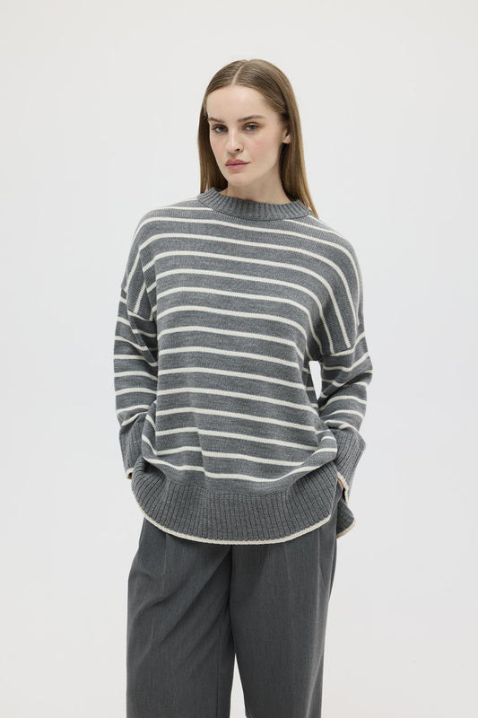 Striped Sweater Gray