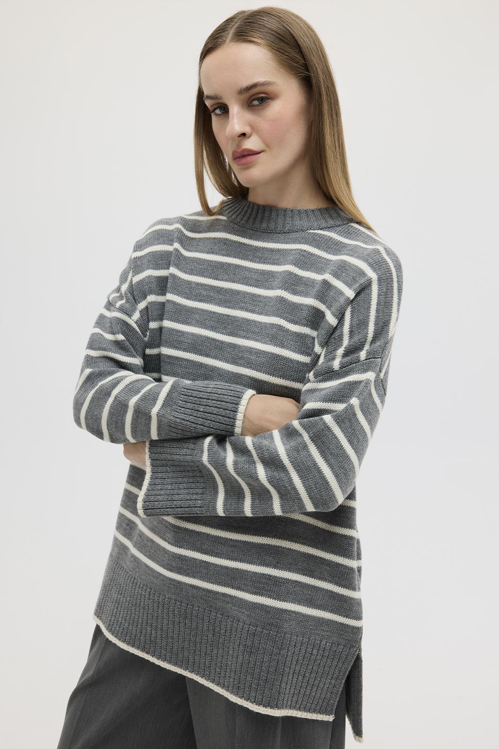 Striped Sweater Gray