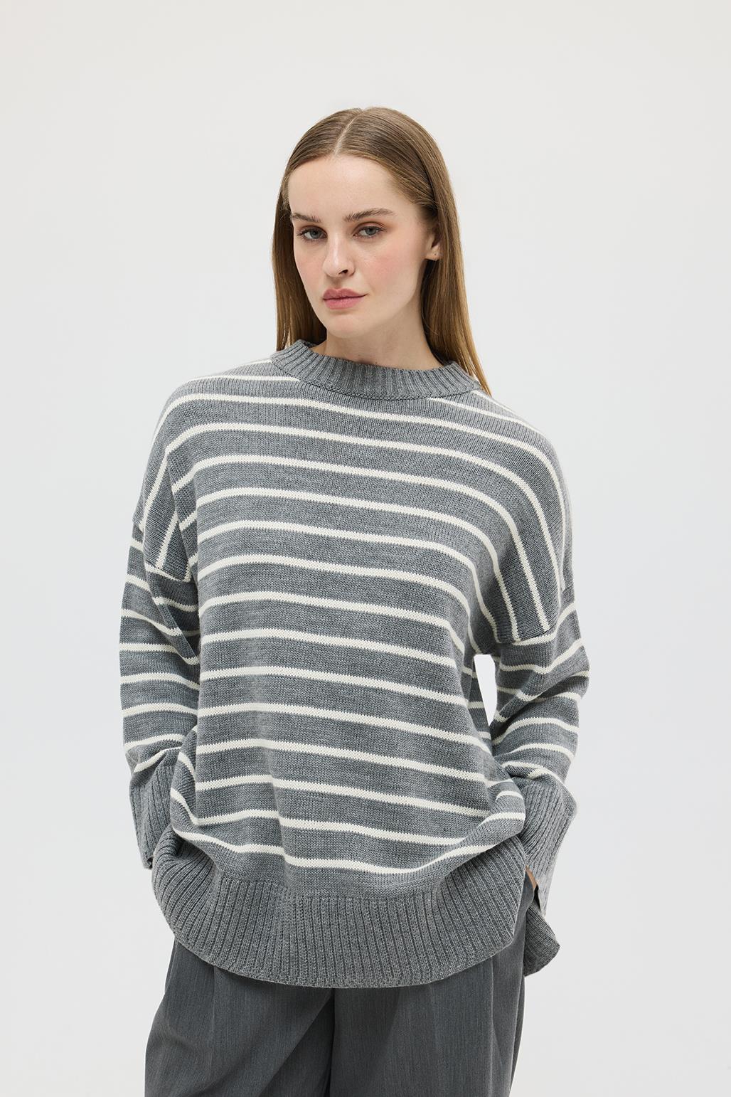 Striped Sweater Gray