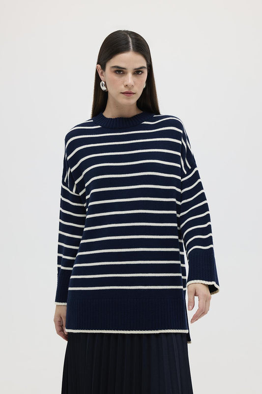 Striped Sweater Navy Blue