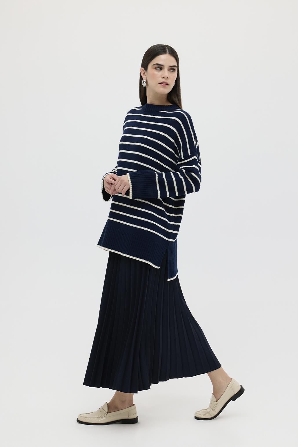 Striped Sweater Navy Blue