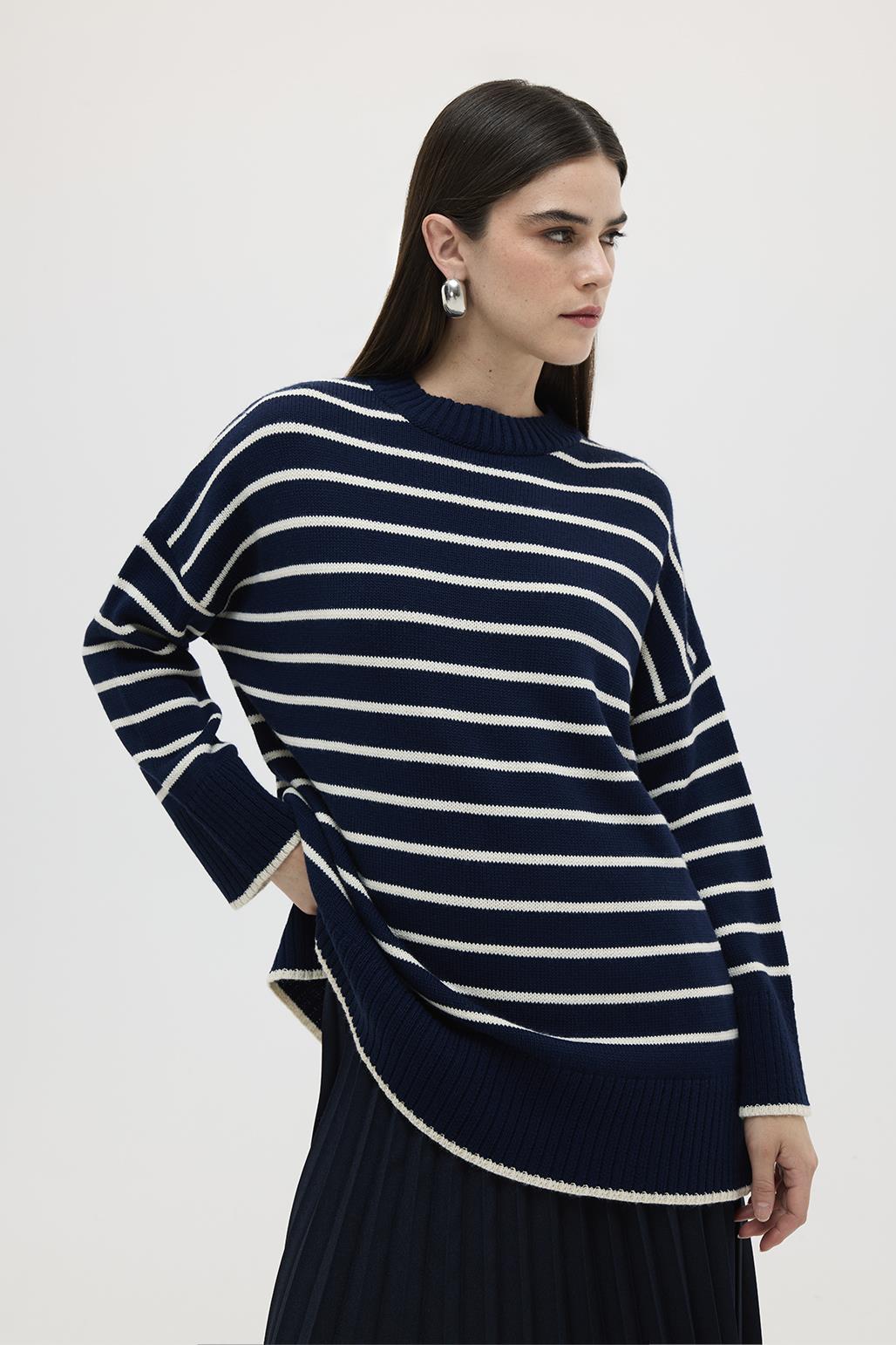 Striped Sweater Navy Blue