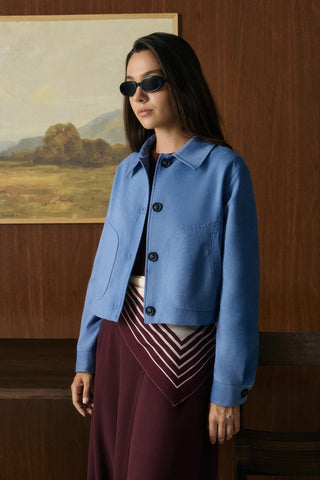 Suede Short Jacket Blue