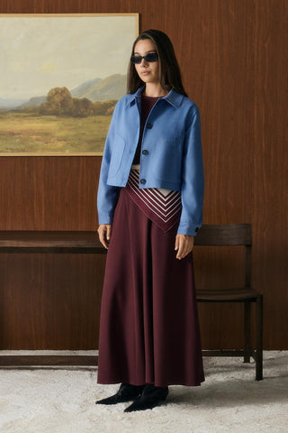 Suede Short Jacket Blue