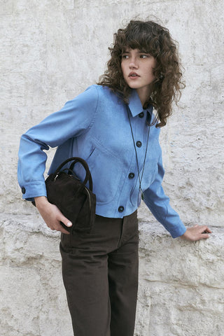 Suede Short Jacket Blue