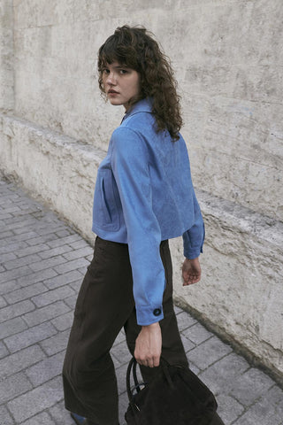 Suede Short Jacket Blue