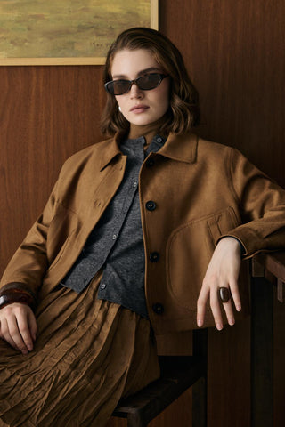 Suede Short Jacket Camel