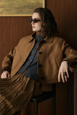 Suede Short Jacket Camel