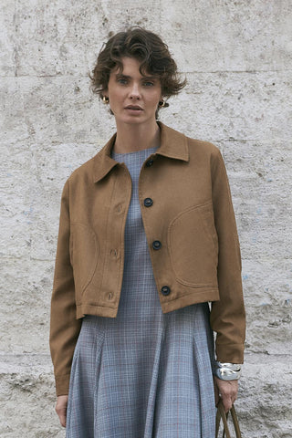 Suede Short Jacket Camel