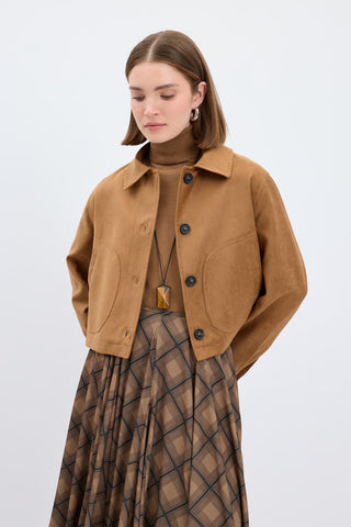 Suede Short Jacket Camel
