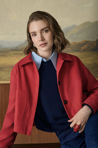 Suede Short Jacket Red