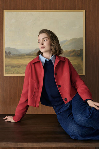 Suede Short Jacket Red