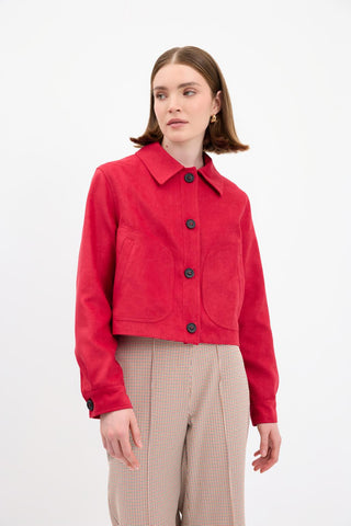 Suede Short Jacket Red